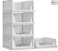 Proarea 5 Pack Stackable Plastic Storage Basket Closet Organizer Bin Foldable by Proarea