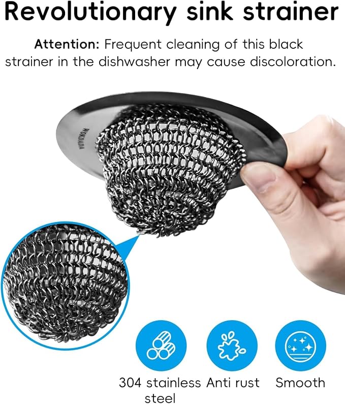 Sink Drain Strainer: Flexible Anti-Slip Chainlink, 304 Stainless Steel. - Image 6