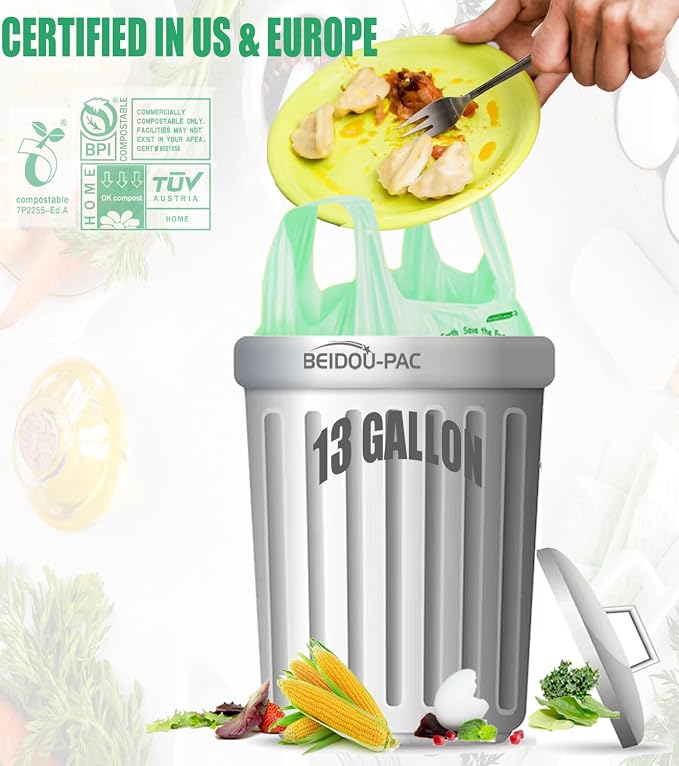 13 Gallon Compostable Tall Kitchen Trash Bags - Image 4