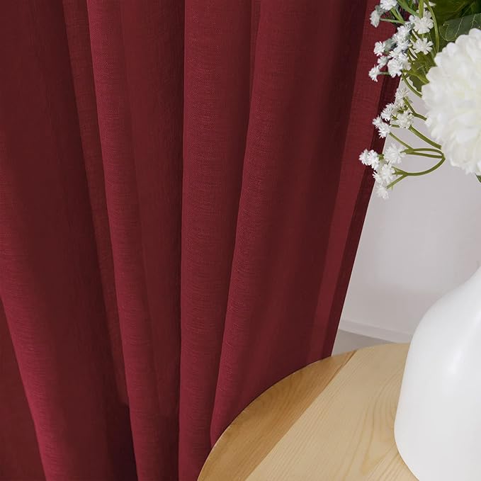 Tollpiz Short Sheer Curtains Linen Textured Bedroom Curtain Sheers Light - Image 3