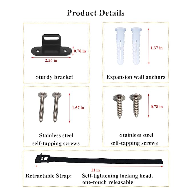 Anti Tip Furniture Anchors, Heavy Duty Furniture Wall Anchor, Adjustable - Image 5