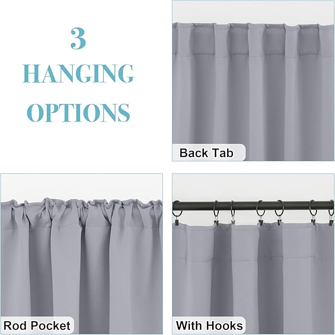 RYB HOME Small Window Curtains Blackout, Privacy Thermal Insulating Drapes - Image 5