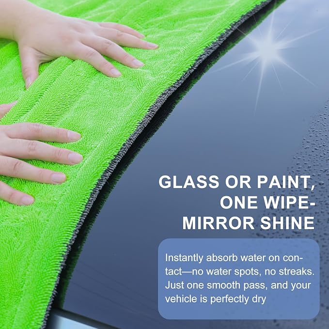 2 Pack XL Car Drying Towel – 1300GSM Ultra Absorbent Microfiber, Twisted Loop - Image 3
