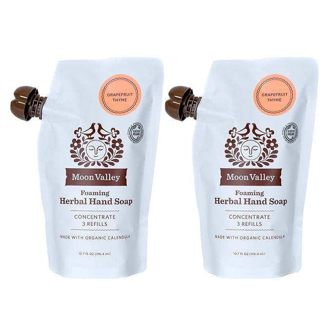 Moon Valley Foaming Hand Soap Refill Pouch, Two-Pack Grapefruit Thyme Soap by MoonValleyOrganics