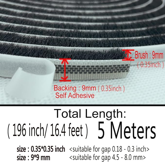 Weather Stripping Brush for Sliding Windows/Doors Frame Side, Pile Self - Image 5