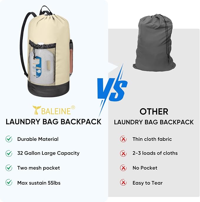BALEINE 150L Laundry Bag Backpack, 900D Oxford Fabric Large Travel Laundry Bags - Image 5
