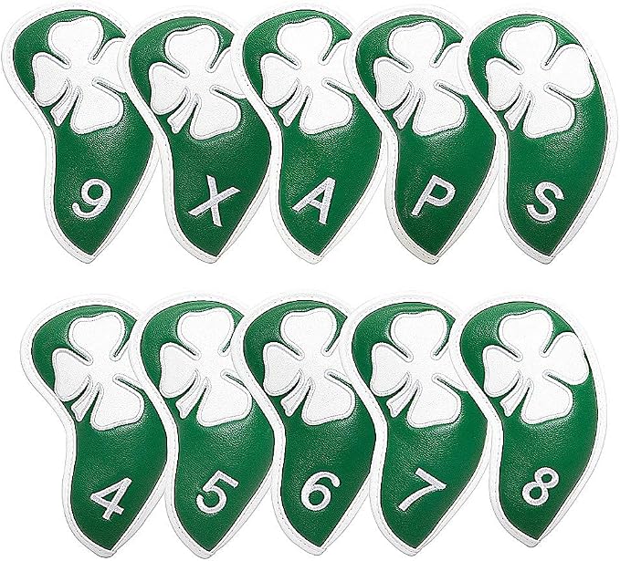 Lucky Clover Golf Iron Club Head Covers Headcovers Set, Designed to fit All by BarudanGolf