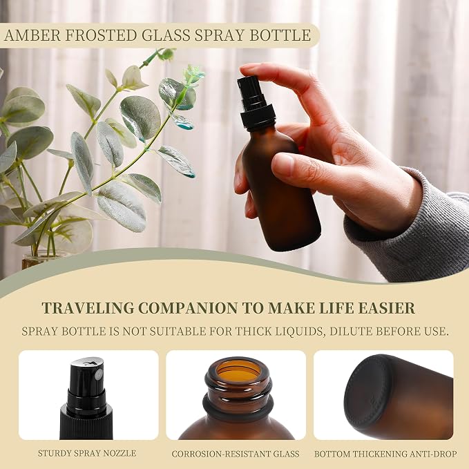 Amber Glass Small Spray Bottles 2 oz 24 Packs, Fine Mist Sprayer Pretty Finish - Image 5
