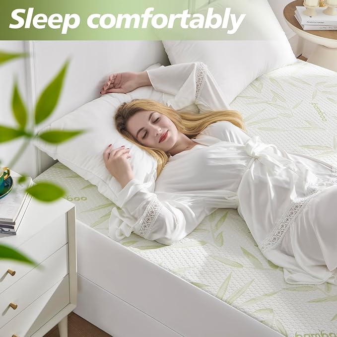 California King Mattress Protector Waterproof Mattress Pad Washable Bamboo - Image 2