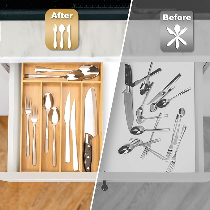 Silverware Organizer Kitchen Drawer Organizer Utensil Organizer Bamboo - Image 4