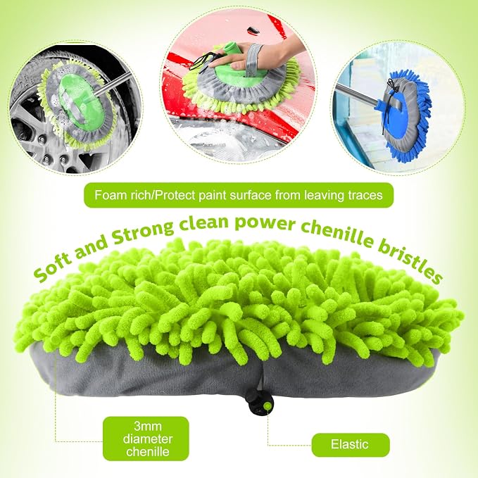 Layhit 5 Pcs Car Wash Mitt Set, Brush Not Included, Microfiber Mitt Cleaning - Image 3