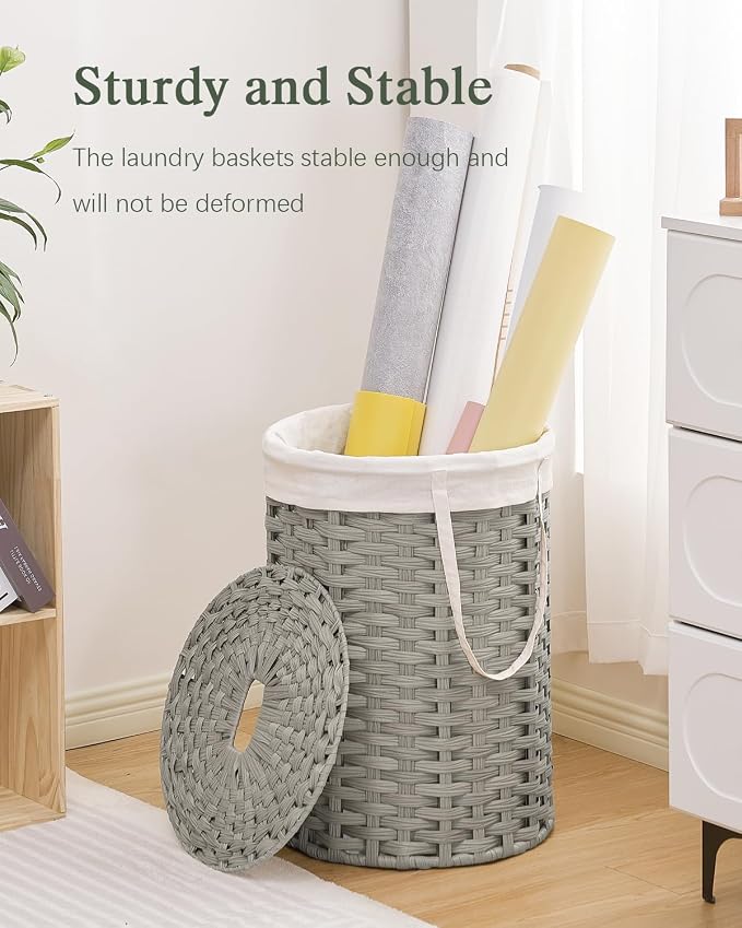 Laundry Hamper with Lid Laundry Basket with Lid 19.0 Gal Round Laundry Basket - Image 6