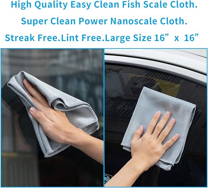 Fish Scale Streak Free Magic Glass Window Car Mirror Microfiber Cleaning Cloth - Image 2