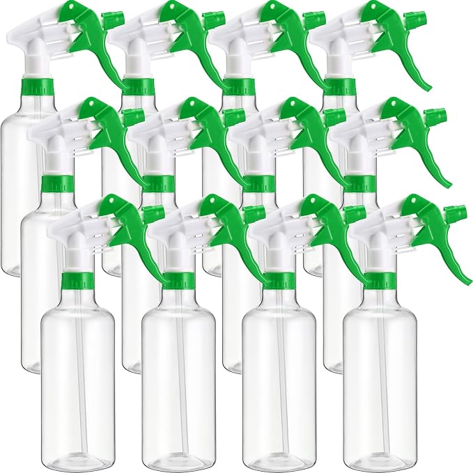 Eccliy 12 Pcs 16 Oz Plastic Spray Bottle, Adjustable Empty Reusable Sprayer by Eccliy