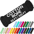 TECEUM 500lb Cotton Rope 3/16” – 50 FT | 100 FT – Strong All-Purpose Braided by TECEUM