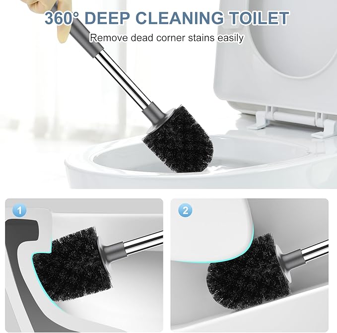 SetSail Toilet Brush and Holder 4 Pack, Self Closing Lid Toilet Bowl Brushes - Image 6