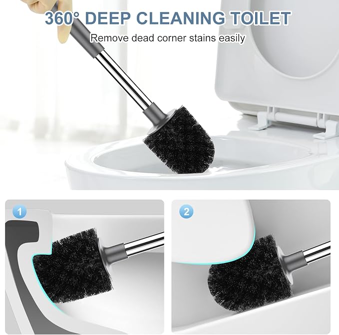 SetSail Toilet Brush and Holder, Self Closing Lid Toilet Bowl Brushes Holder - Image 6