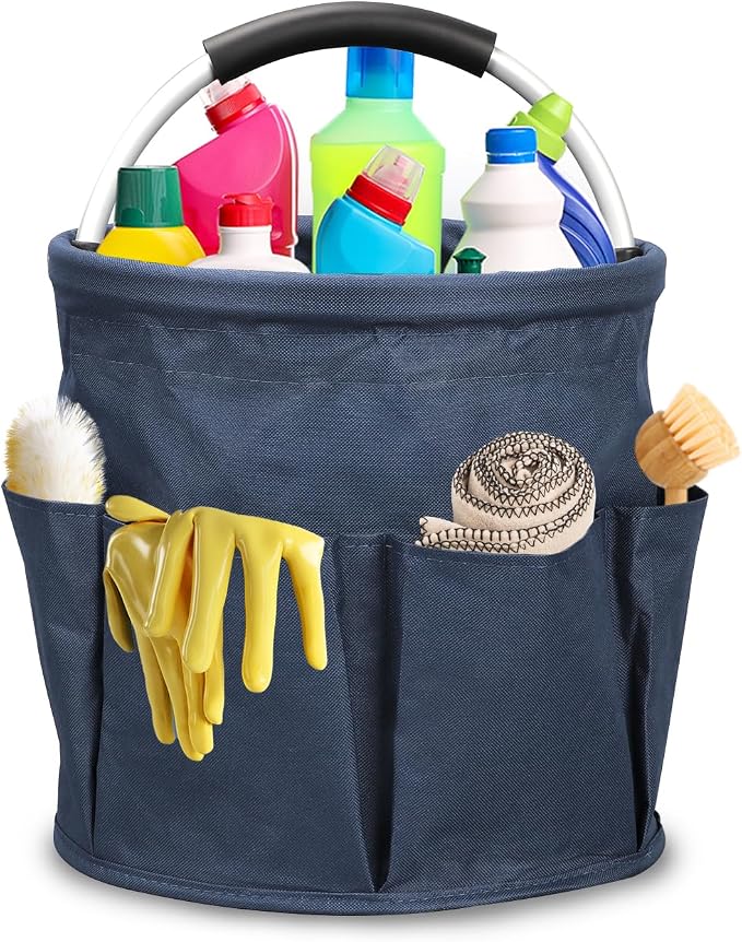 Qivine 17L Cleaning Caddy with Handle, Cleaning Supply Caddy Foldable Tool Bag by Qivine