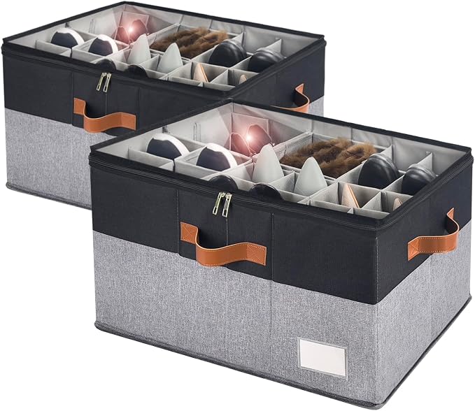 Shoe Organizer for Closet, Foldable Shoe Storage Bins by RONCHIL