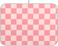 Buffalo Plaid Pink Dish Drying Mat by Wamika