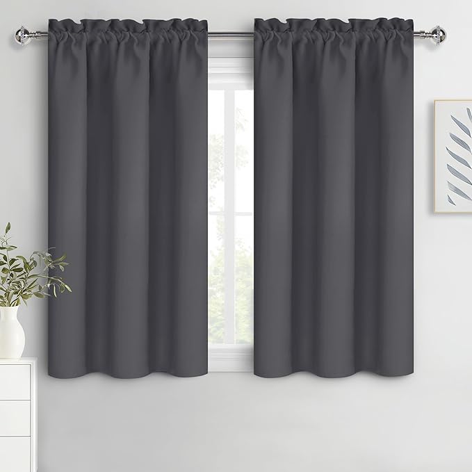 DWCN Kitchen Curtains for Small Windows 45 Inch Length 2 Panels Set, Solid by DWCN