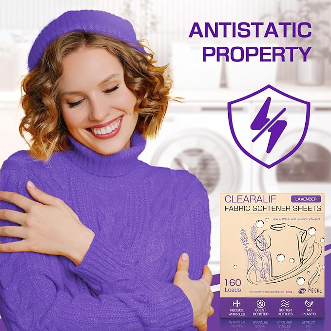 CLEARALIF laundry Fabric Softener Sheets, Lavender Scent, 160 Loads, Eco - Image 3