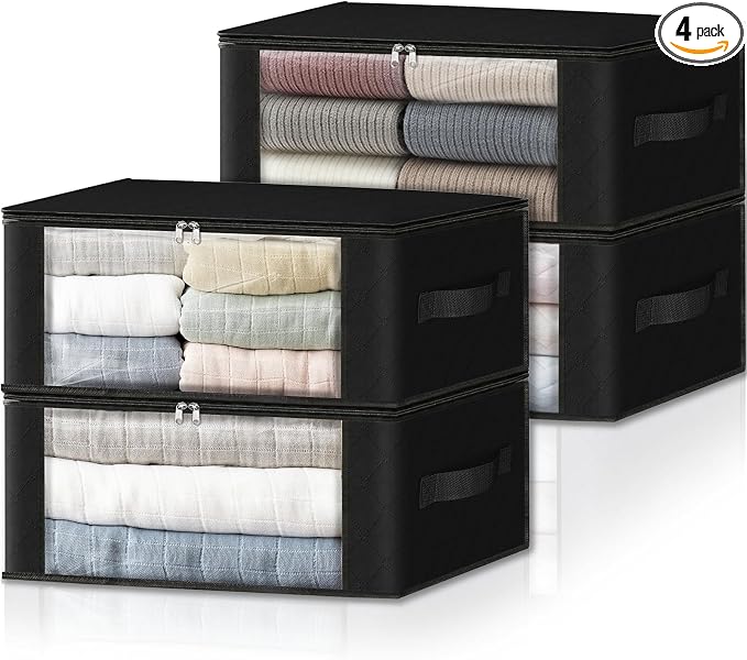 HomeHacks Storage 4-Pack Clothes Organizer Storage Bags Foldable Storage Box by HomeHacks