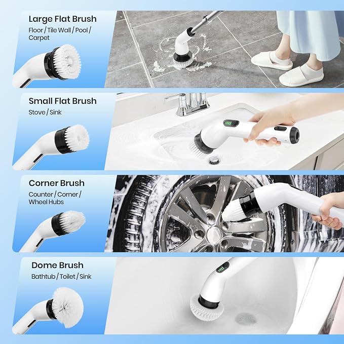 Electric Spin Scrubber, Full-Body IPX7 Waterproof Cordless Shower Scrubber - Image 6