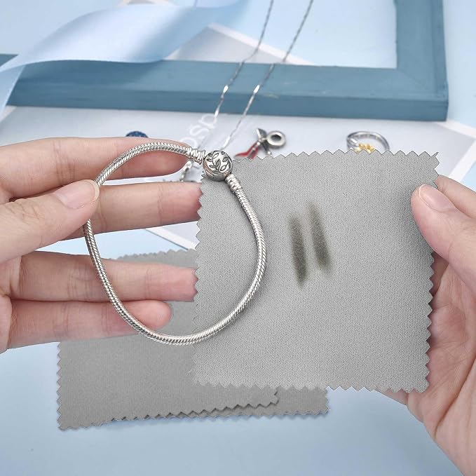 SEVENWELL 50pcs Jewelry Cleaning Cloth Gray Polishing Cloth - Image 5