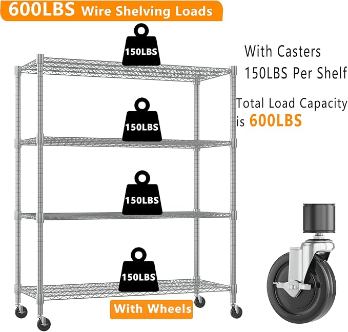 Himimi Storage Shelves 60"W Wire Shelving - Image 6