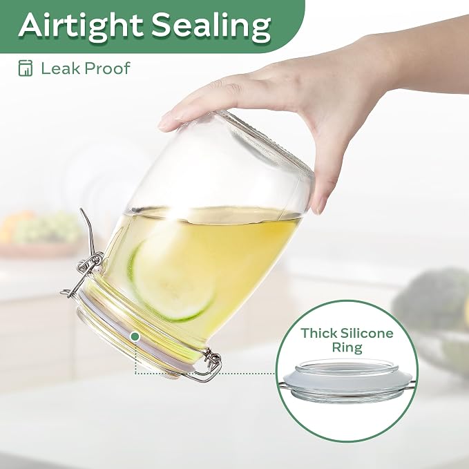 Glass Food Storage Jars with Airtight Lids 17 oz Round 4 Pack Kitchen Storage - Image 5