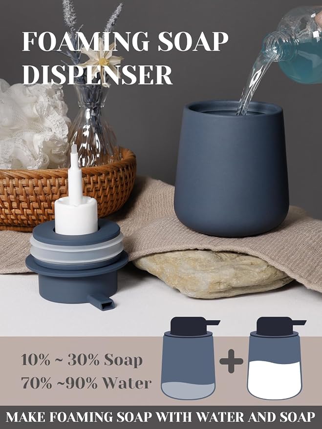 INGOFIN Ceramic Foaming Soap Dispenser - 12 oz Foam Hand Soap Dispenser Bathroom - Image 3