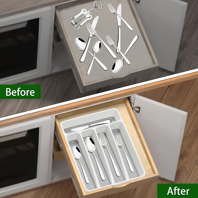 Silverware Organizer 2 Pieces Utenisl Organizer Holder Kitchen Drawer Organizer - Image 4