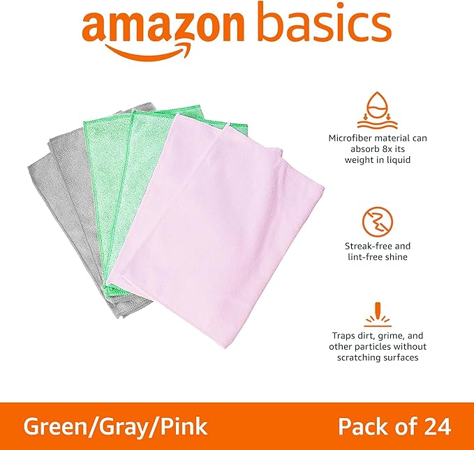 Amazon Basics Microfiber Cleaning Cloths, Ultra Soft and Absorbent, Free from - Image 2