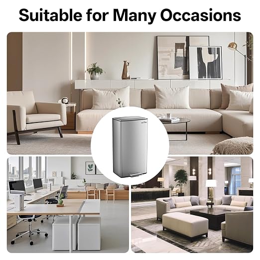 mVm 10.6 Gallon Kitchen Step Trash Can, Soft-Close and Foldable Foot Pedal - Image 6