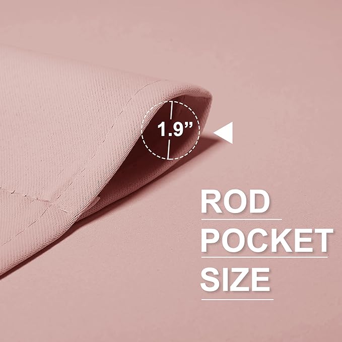 RYB HOME Peach Blush Rod Pocket Blackout Curtains - Image 4