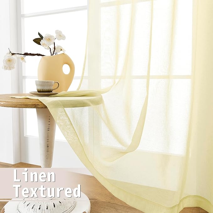 Tollpiz Sheer Door Curtain Closet Linen Textured Curtains Sheer Doorway Light - Image 4
