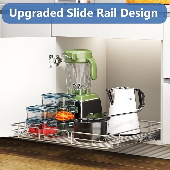 ROOMTEC Pull Out Cabinet Organizer, Slide Out Shelves 31" W x 21" D, Heavy Duty - Image 5