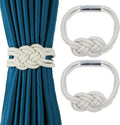 2 Pack Magnetic Curtain Tiebacks, Hand Weave Rope Knot Decorative Curtain by HedongHexi