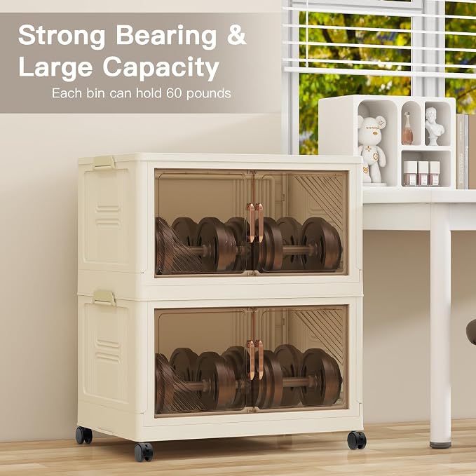 Storage Bins with 5 Lids, 92Qt Extra Large Collapsible Storage Bin with Golden - Image 4