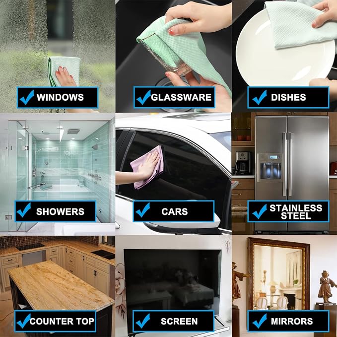 Streak Free Lint Free Microfiber Window Cleaning Cloth, Best Glass Car Shiny - Image 5