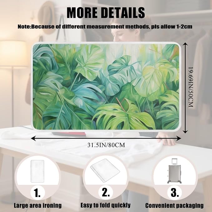 Green Ironing Mat Portable Ironing Pad Monstera Leaf 32 x 16 Inch Large Ironing - Image 7