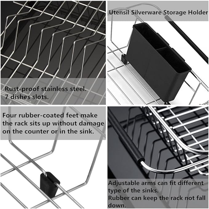 SANNO Expandable Dish Drying Rack Over The Sink Dish Drainer Dish Rack in Sink - Image 7