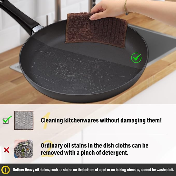 Dish Cloths for Washing Dishes 8 Pack Multipurpose Wire Miracle Cleaning Coths - Image 4