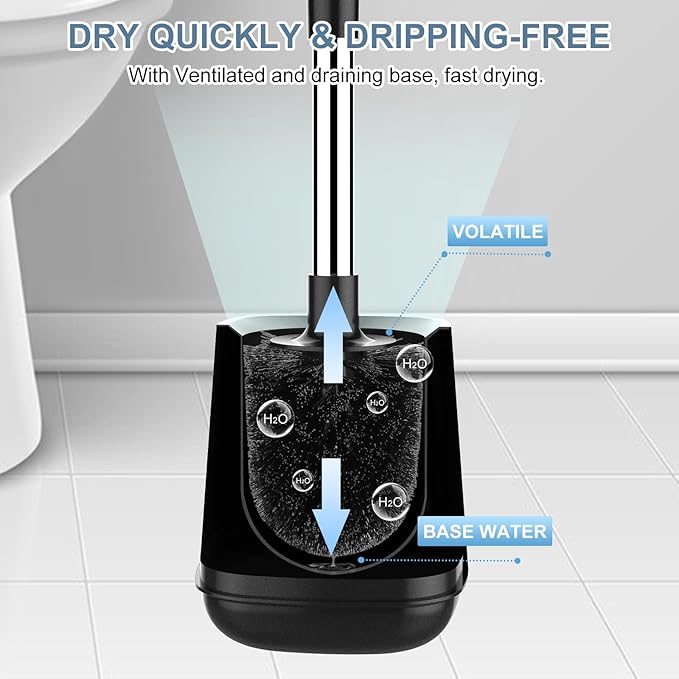 SetSail Toilet Brush and Holder 3 Pack, Self Closing Lid Toilet Bowl Brushes - Image 5