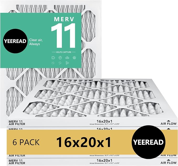 16x20x1 Air Filter, MERV 11, Air Conditioners & Furnaces– High Particle Capture by Unknown
