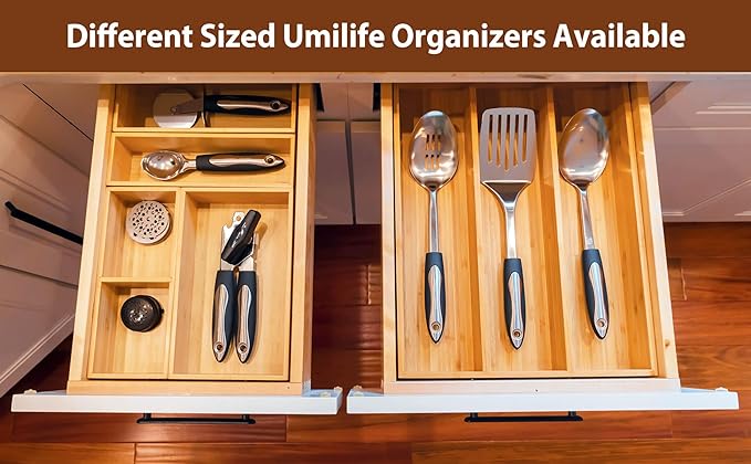 Umilife Drawer Organizer Storage Boxes, 2.5" High Bamboo Drawer Dividers - Image 6