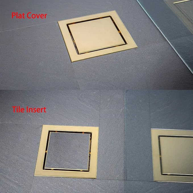 RANDOM Brushed Gold Shower Drain Square - Image 7