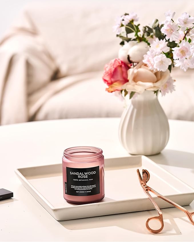 M&SENSE Sandalwood Rose Scented Candle 7.05oz 50 Hours Long Lasting Burn - Image 8
