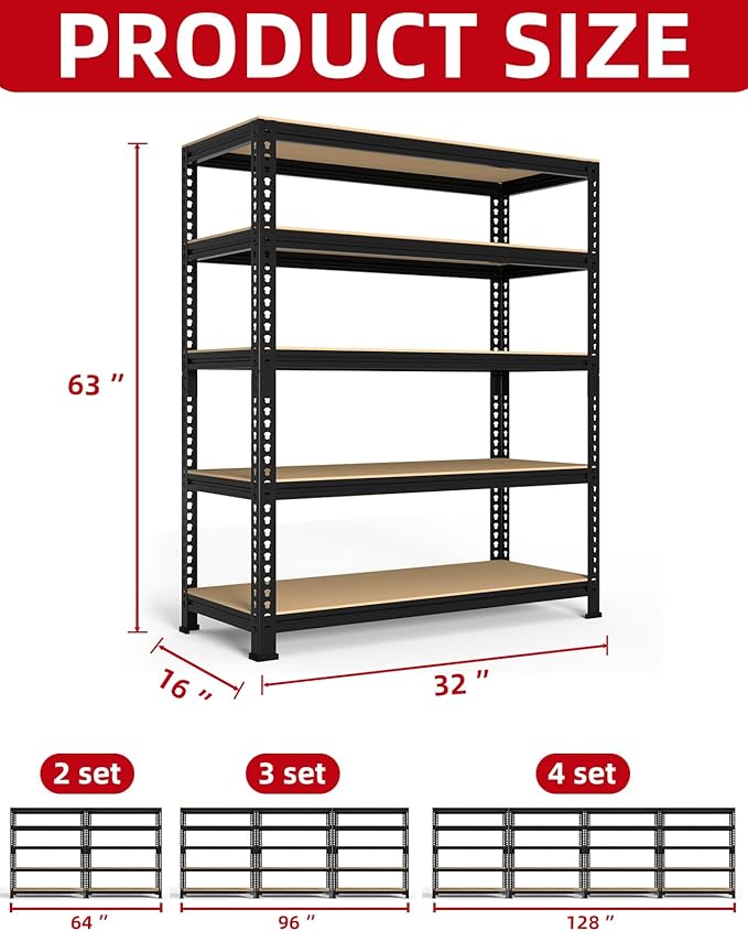 PrimeZone 32" W x 16" D x 63" H Storage Shelves - Image 3